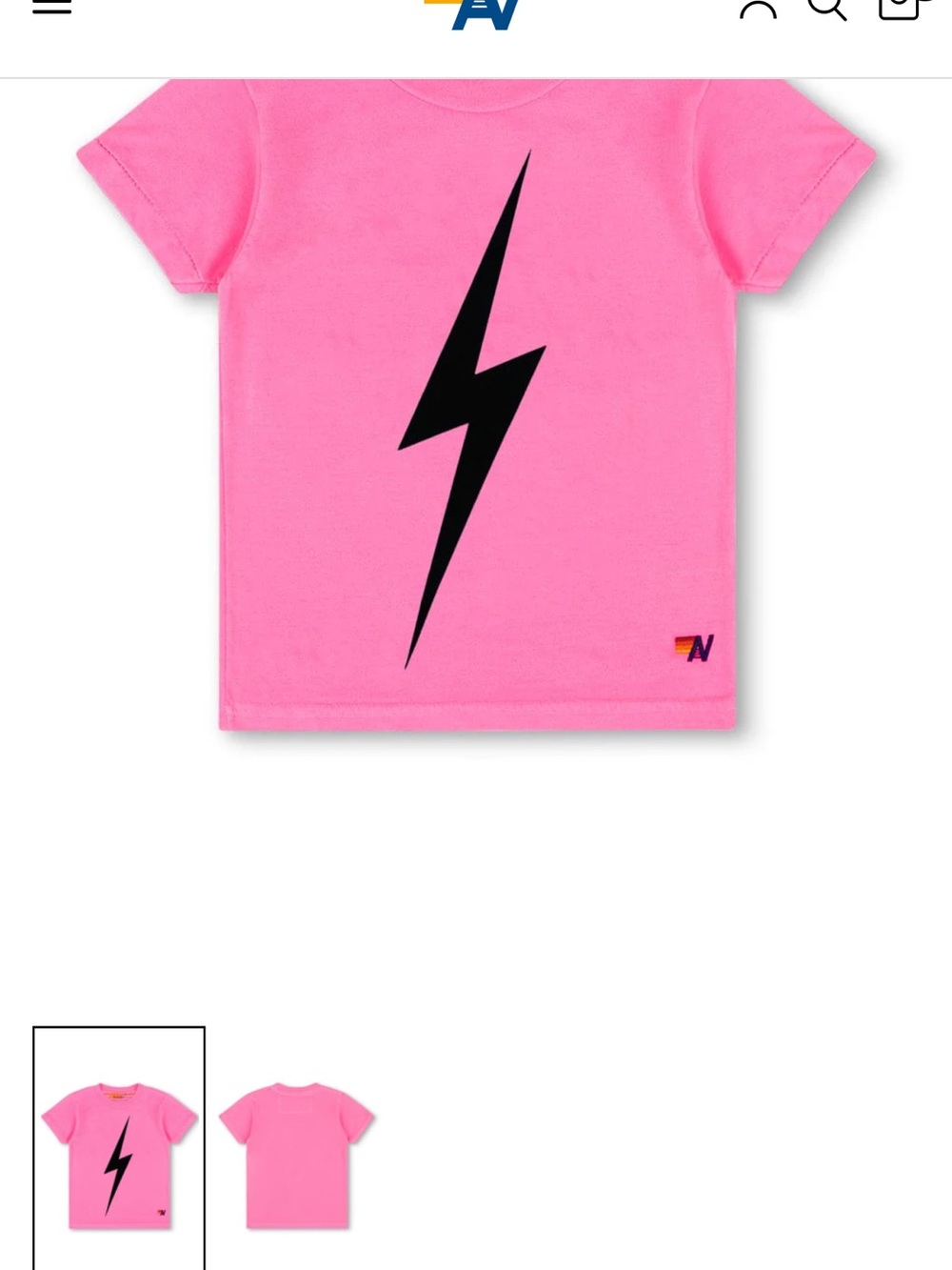 Aviator Nation Hot Pink Tee with Black Lightning Bolt